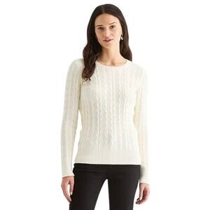 St. John's Bay Womens Crew Neck Long Sleeve Cable Knit Pullover Sweater